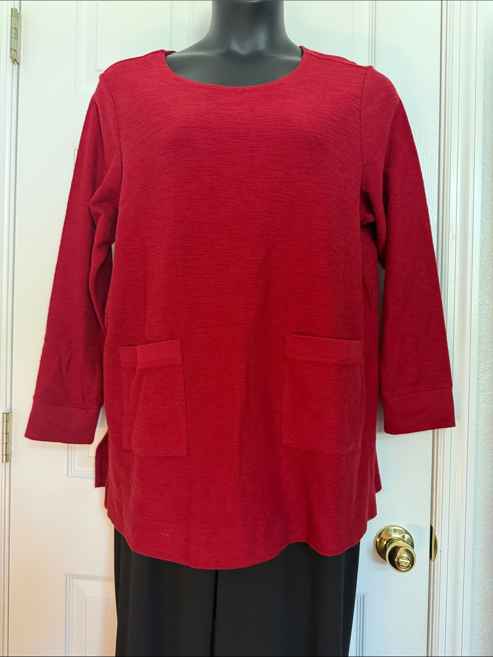 J. Jill Dark Red Scoop Neck Pocket Tunic